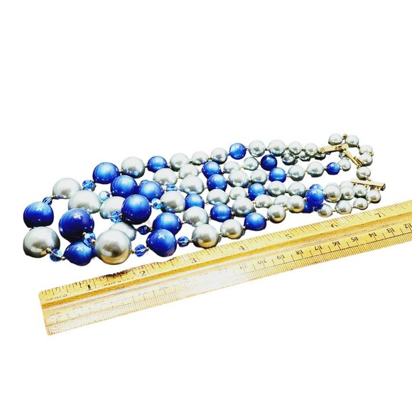 Vintage Crystal And Rhinestone 3 Strand Bib Necklace (A1877) - Picture 5 of 6